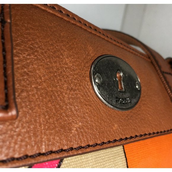 Fossil Multicolor Coated Canvas Orange Fruit Tote Shoulder Bag - Picture 12 of 12